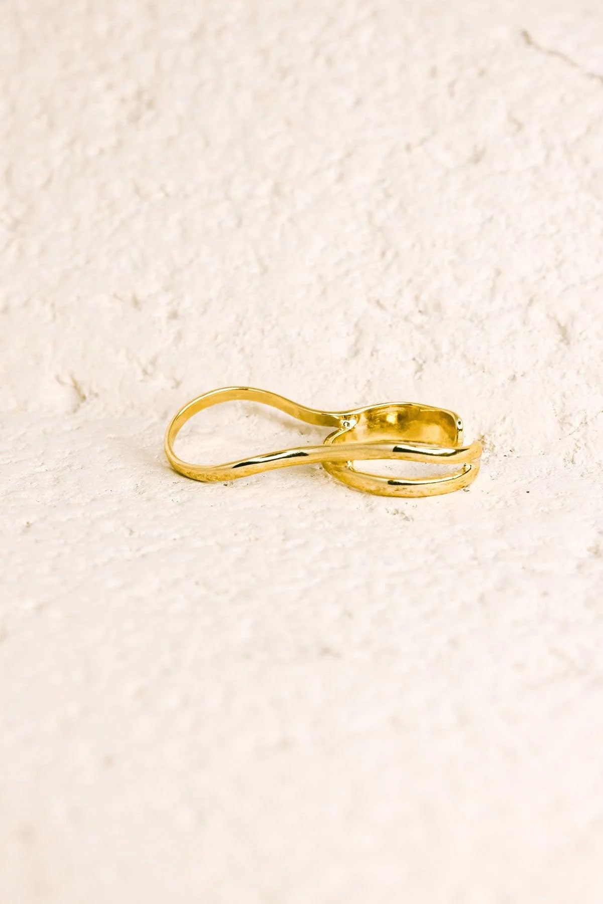 Wavy Double Finger Gold Ring - ShopStyleEdit #