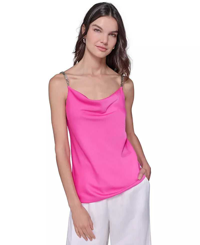Women'S Chain-Strap Satin Cowlneck Camisole