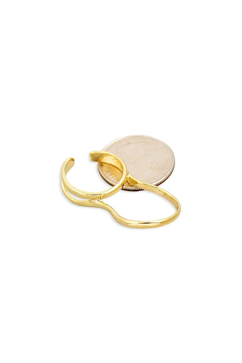 Wavy Double Finger Gold Ring - ShopStyleEdit #