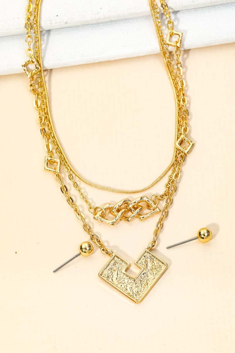 Square Shape Pendant Layered Chain Necklace & Ball Jewelry Sets - ShopStyleEdit #