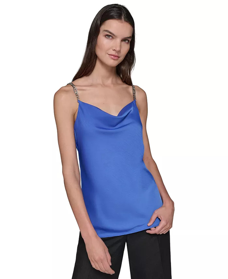 Women'S Chain-Strap Satin Cowlneck Camisole