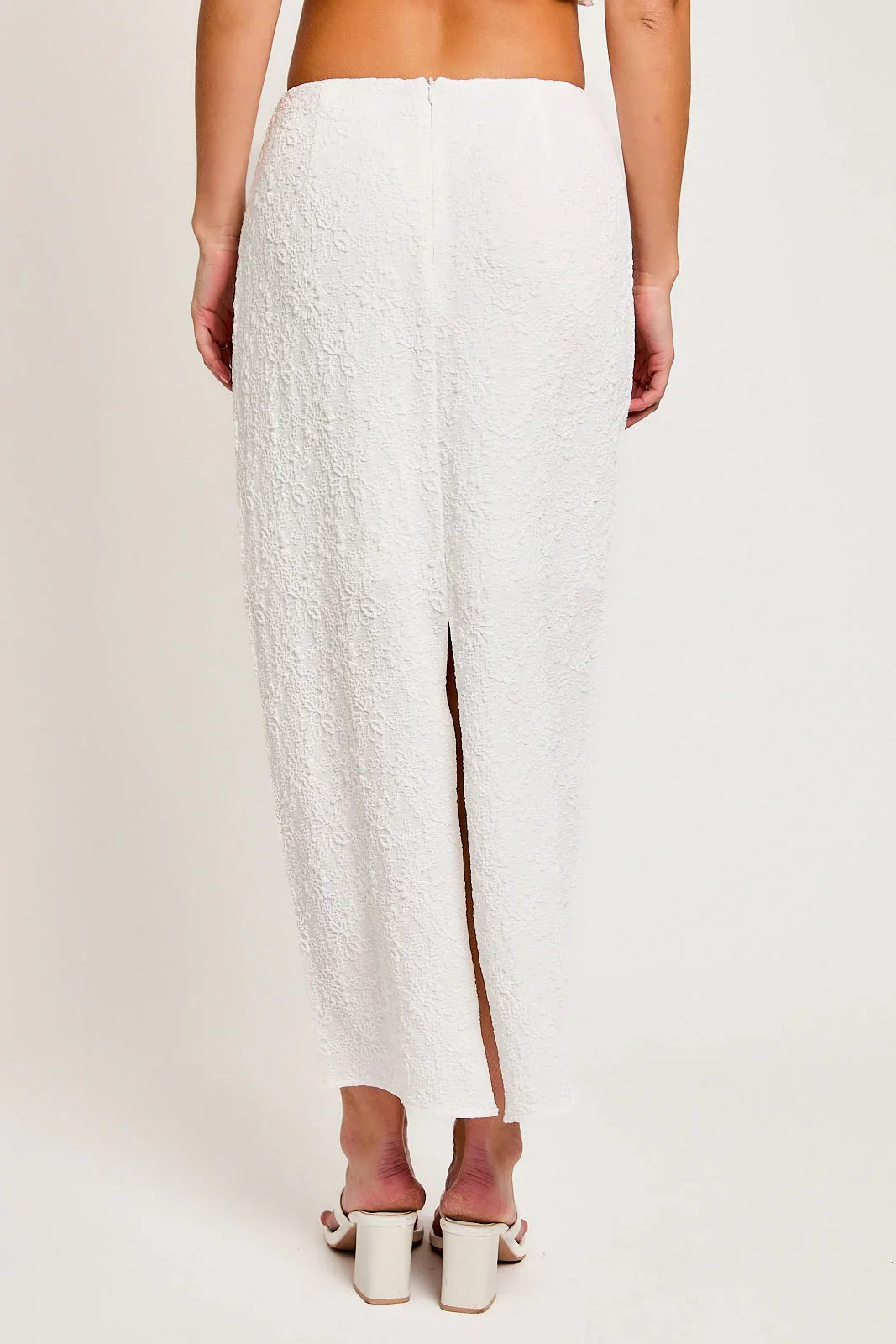 Lace Tie up Ruffled Crop Top & Maxi Skirt Set