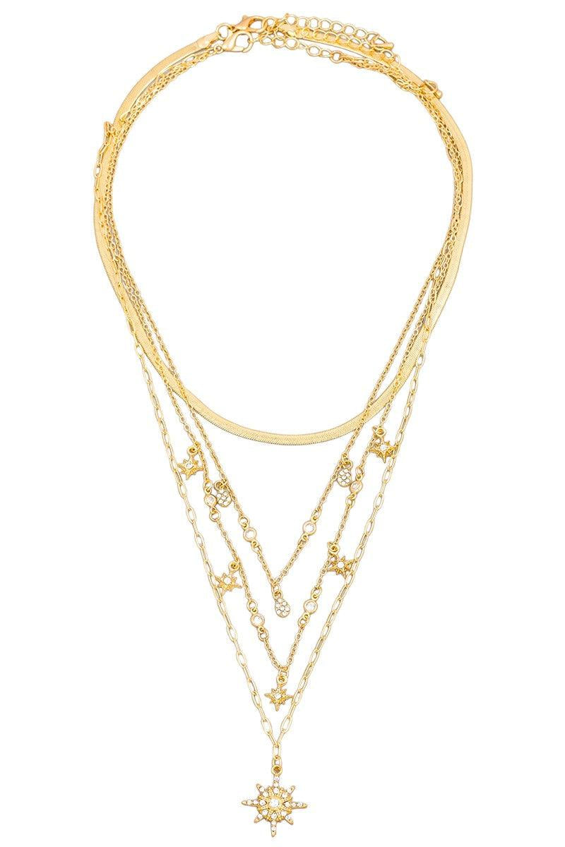 Multi Layered Pave Star Teardrop Charm Necklace - ShopStyleEdit #
