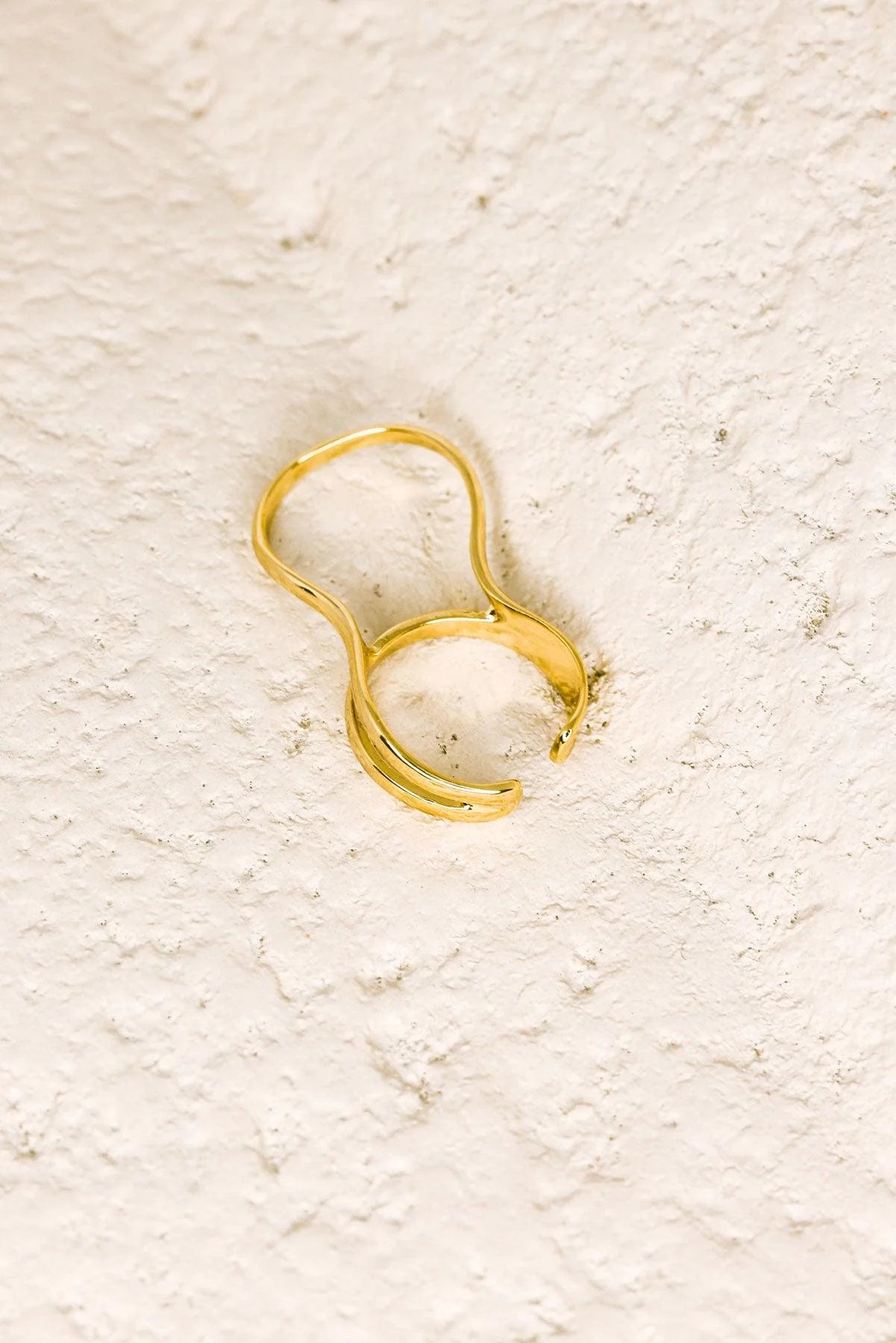 Wavy Double Finger Gold Ring - ShopStyleEdit #