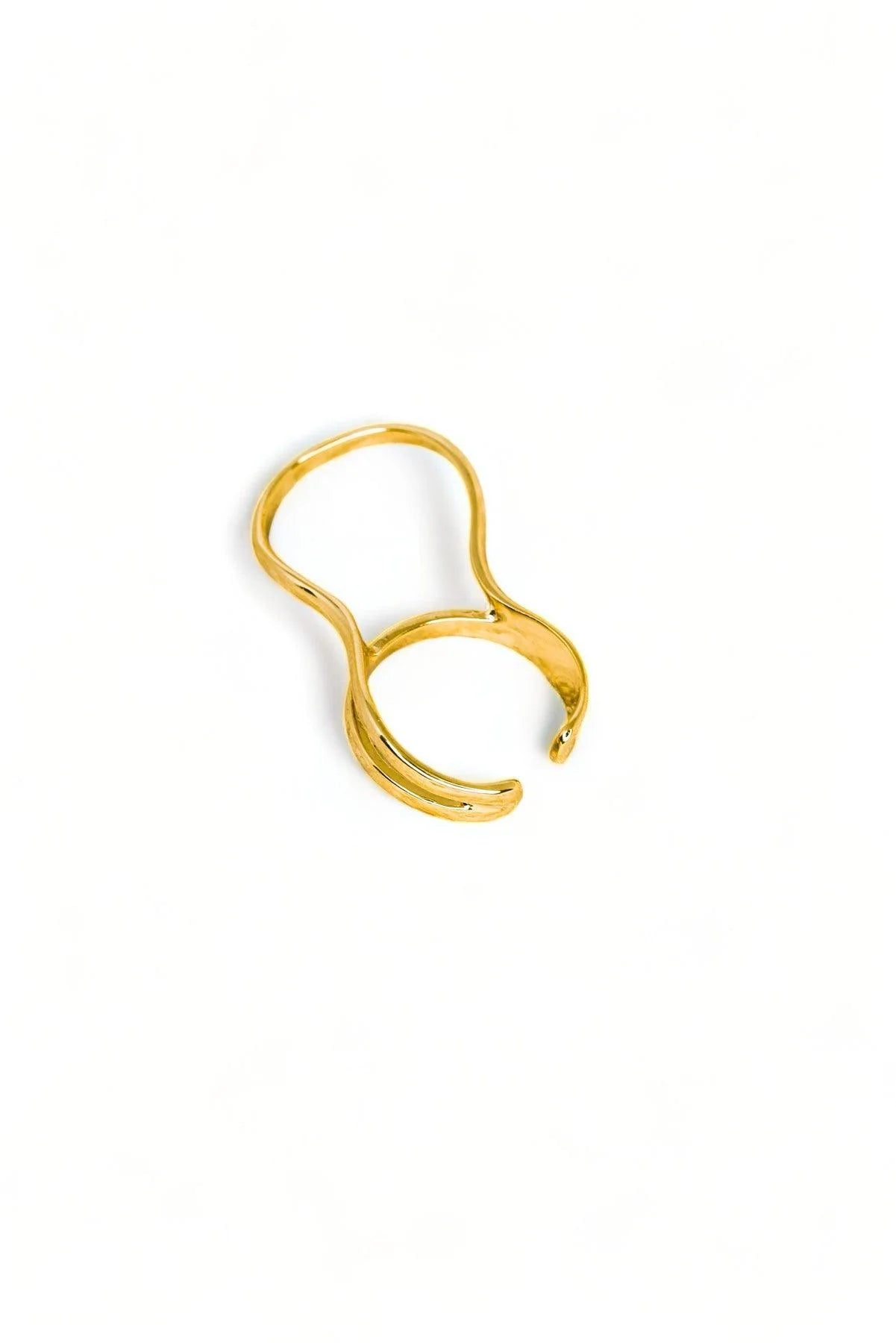 Wavy Double Finger Gold Ring - ShopStyleEdit #