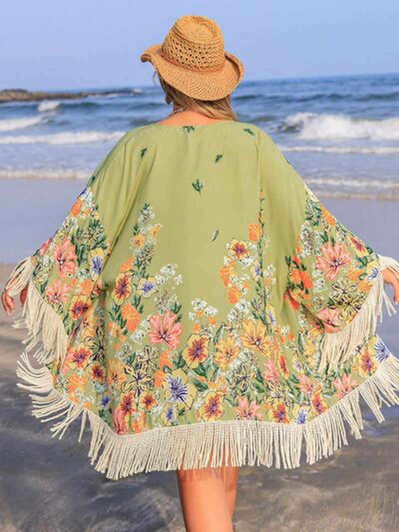 Plus Size Fringe Cover-Up with Open Front Design
