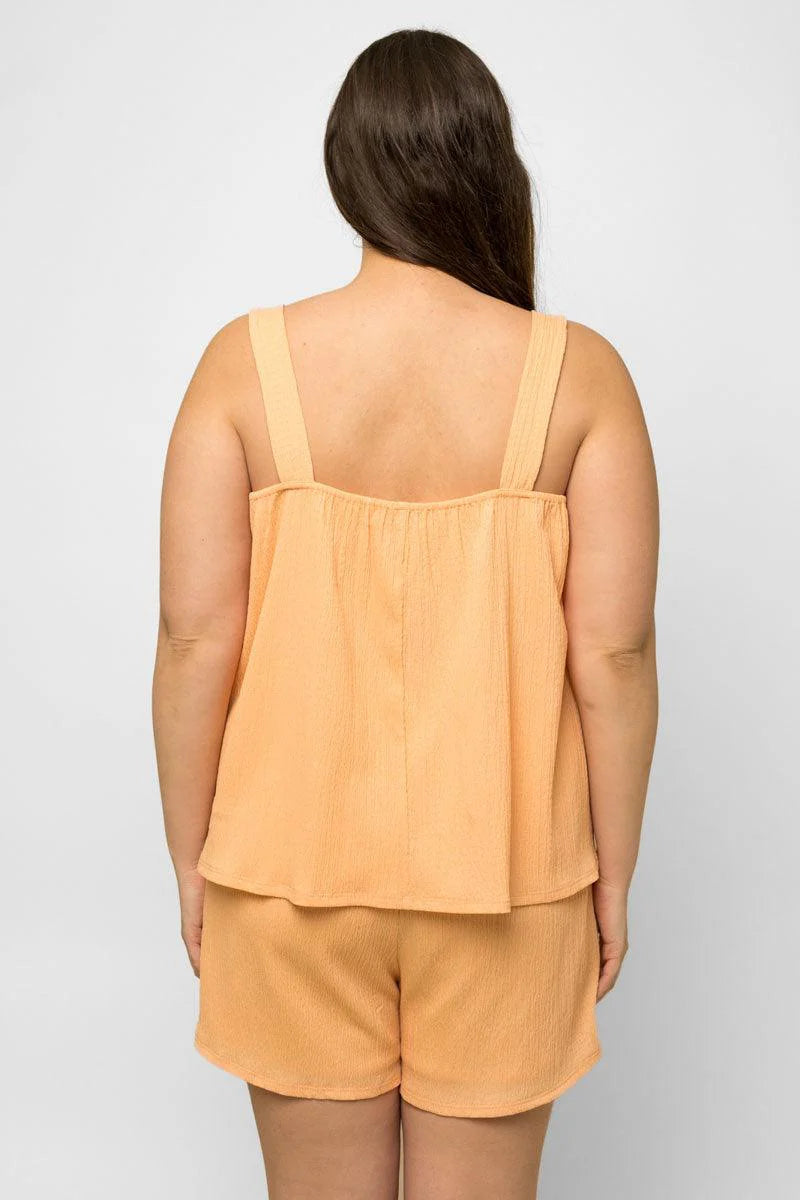 Plus Size Sleeveless Babydoll Top & Elastic Waist Shorts Set - ShopStyleEdit #