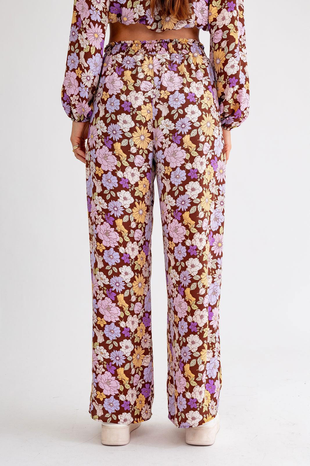 Floral Long Sleeve Crop Top & Wide Leg Pants Set - ShopStyleEdit #