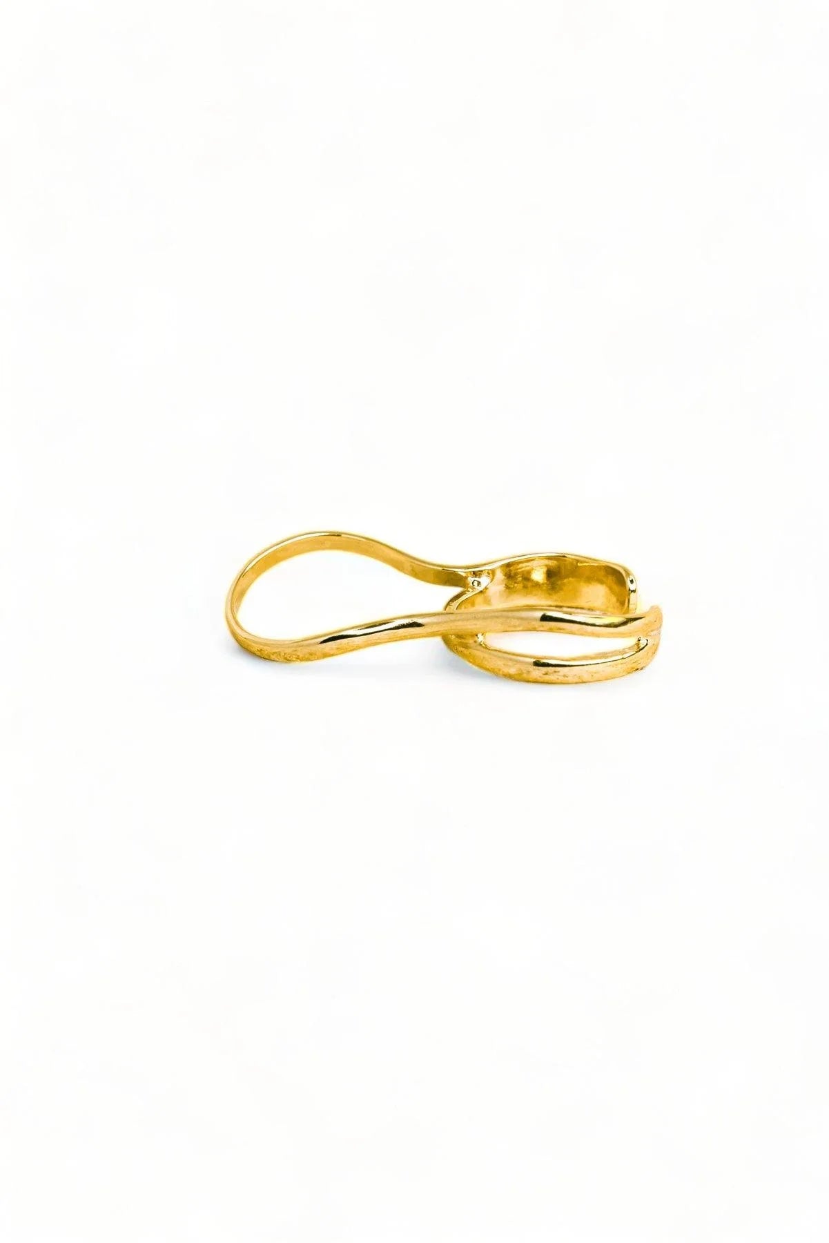 Wavy Double Finger Gold Ring - ShopStyleEdit #