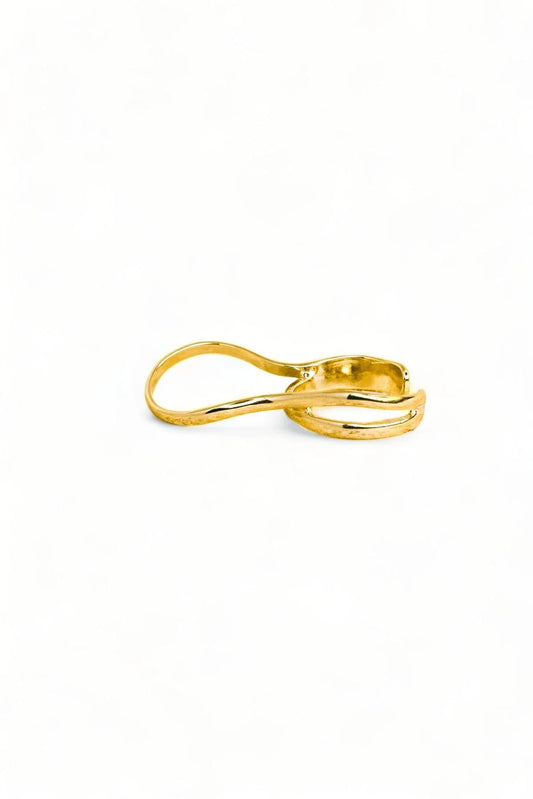 Wavy Double Finger Gold Ring - ShopStyleEdit #