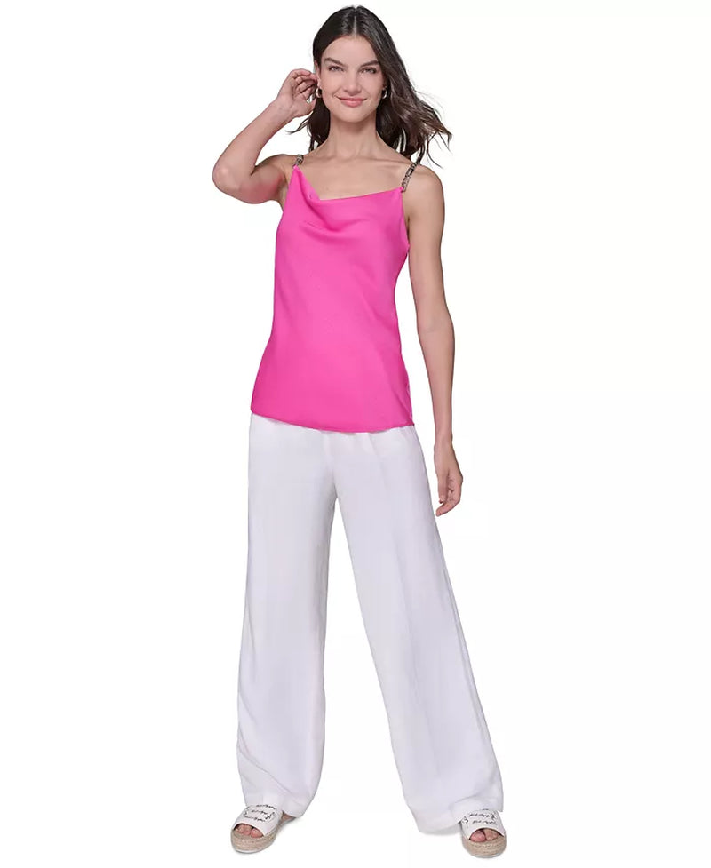 Women'S Chain-Strap Satin Cowlneck Camisole