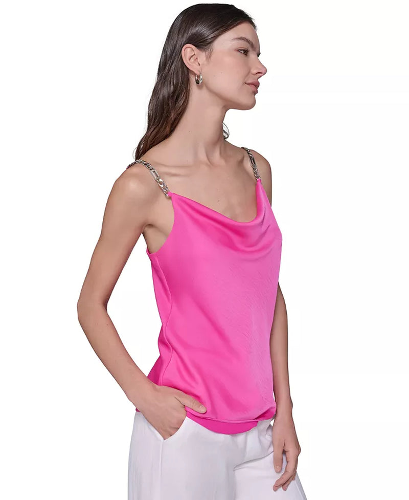 Women'S Chain-Strap Satin Cowlneck Camisole