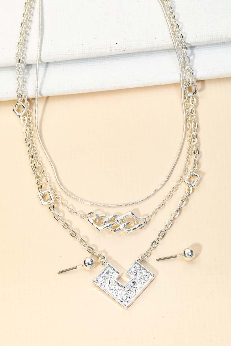 Square Shape Pendant Layered Chain Necklace & Ball Jewelry Sets - ShopStyleEdit #
