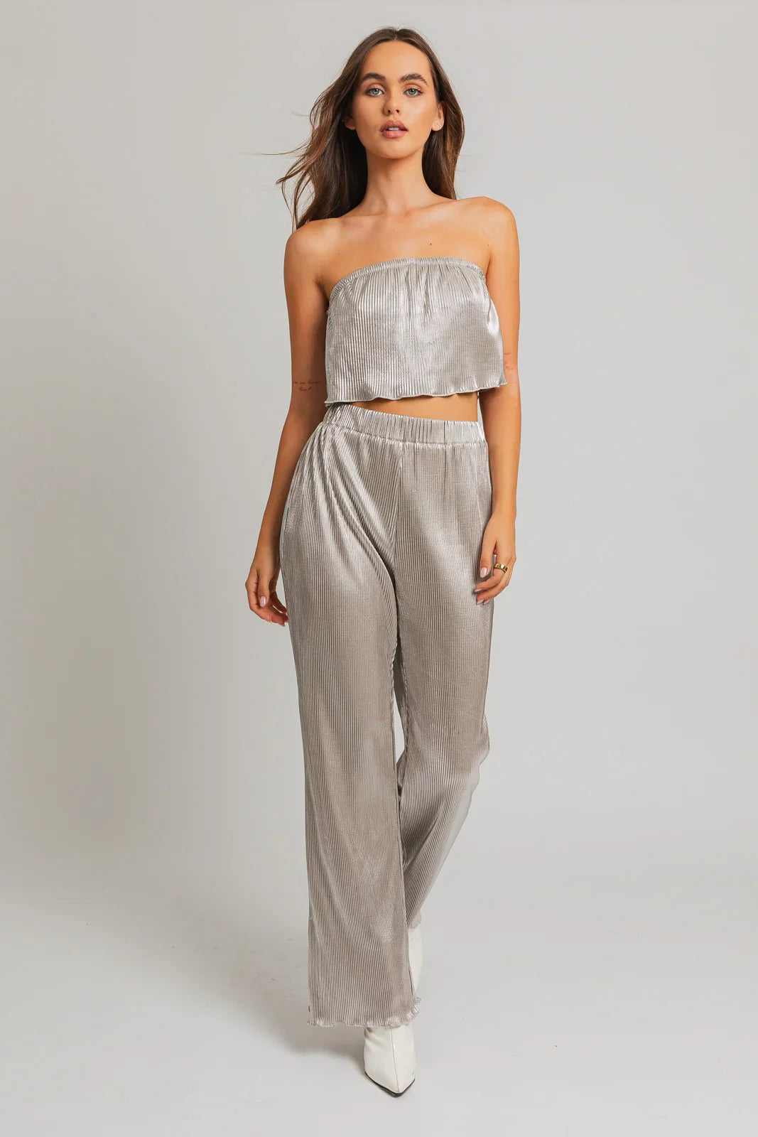 Shimmer Plated Wide Disco Pants - ShopStyleEdit #