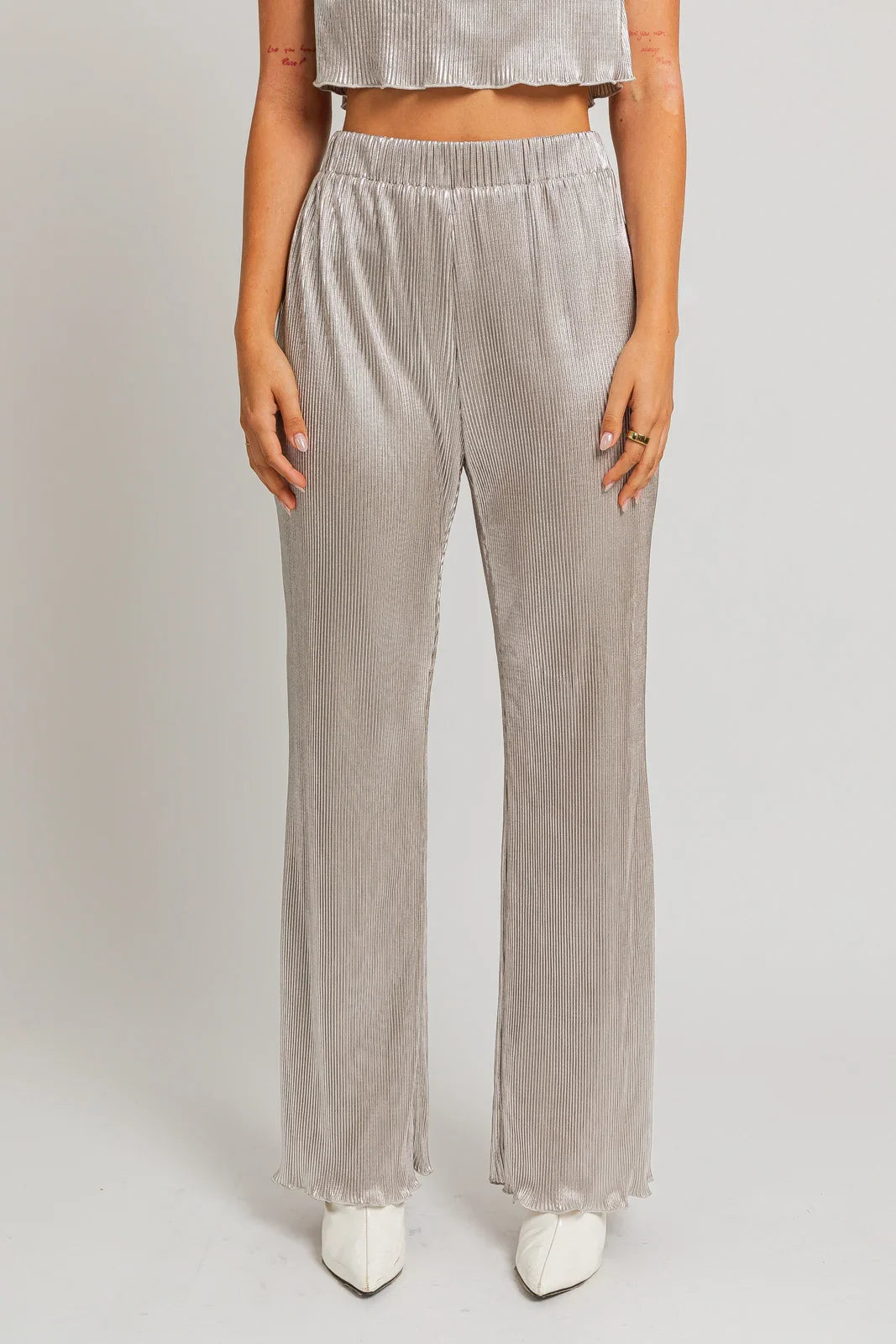 Shimmer Plated Wide Disco Pants - ShopStyleEdit #