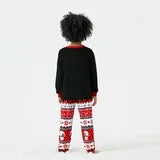 Back view of Let It Snow kids Christmas pajamas showing long sleeve top and full-length snowflake pants.