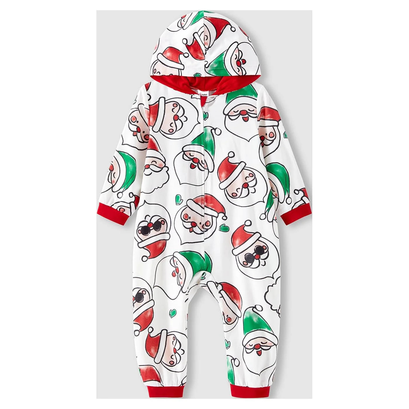 Children's onesie with Santa Claus pattern on a white background