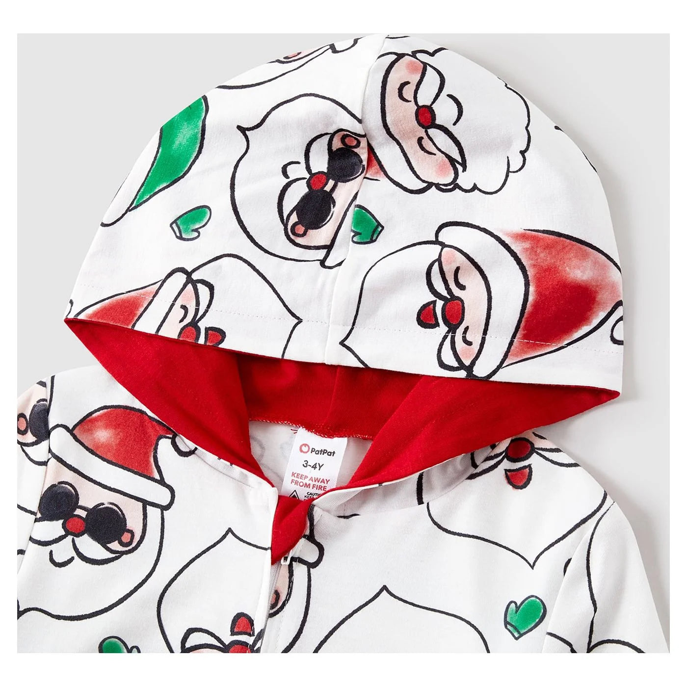 Children's hoodie with Santa Claus pattern on a white background
